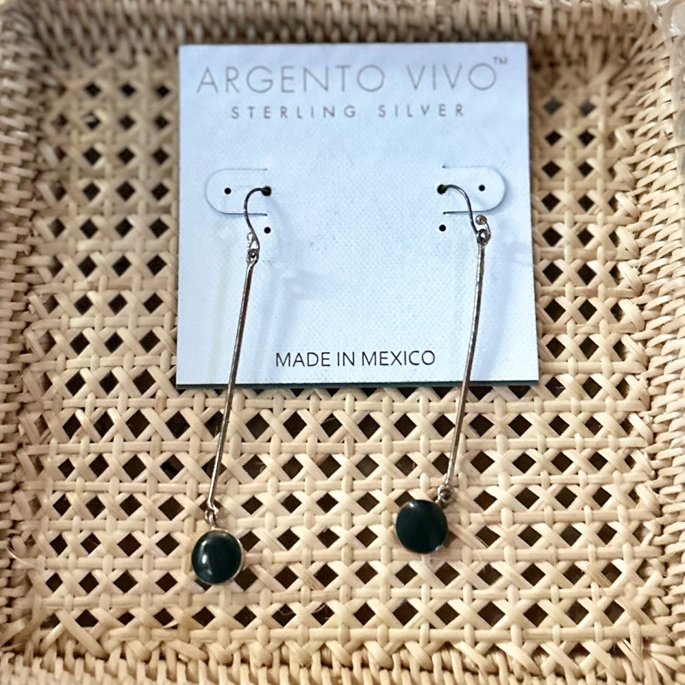 Vintage Argento Vivo .925 Silver & Black Earrings
